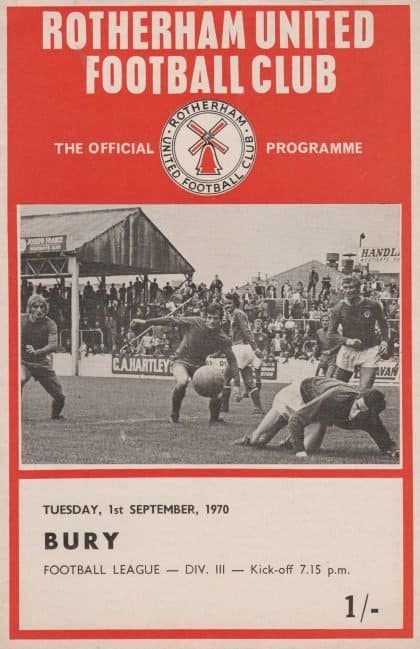 Rotherham United v Bury 01-Sep-1970