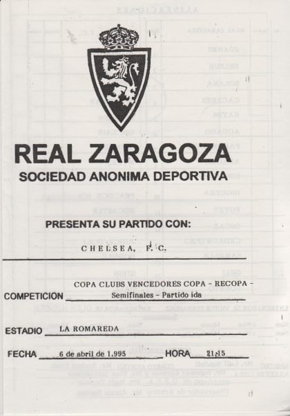 Real Zaragoza v Chelsea 06-Apr-1995