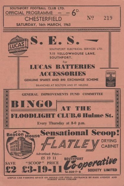 Southport v Chesterfield  16-Mar-1963
