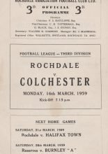 Rochdale v Colchester United 16-Mar-1959
