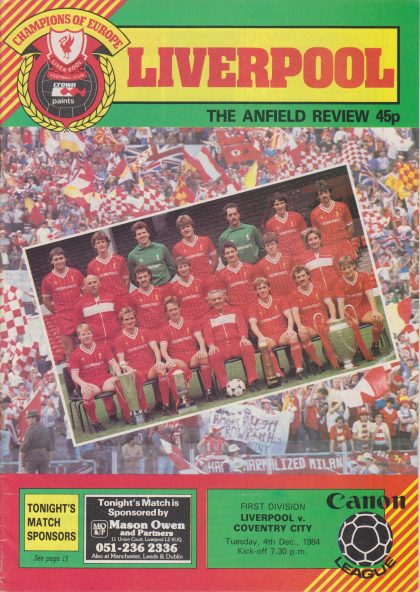 Liverpool v Coventry City 04-Dec-1984