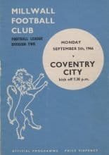 Millwall v Coventry City 05-Sep-1966