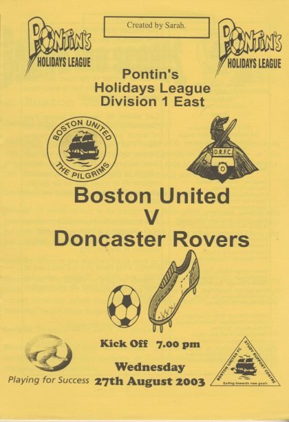 Boston United Reserves v Doncaster Rovers Reserves 27-Aug-2003