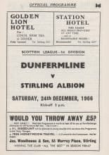 Stirling Albion v Dunfermline Athletic 24-Dec-1966