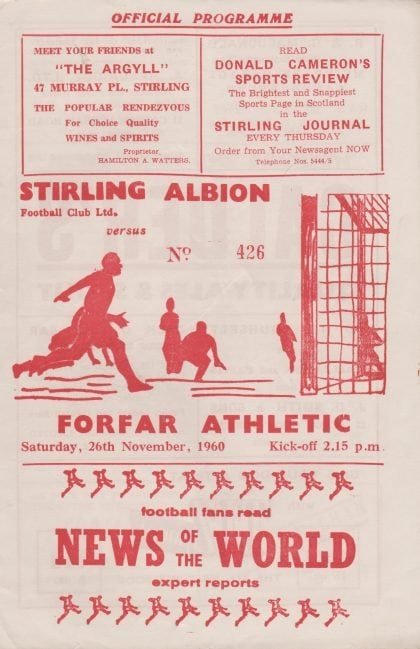 Stirling Albion v Forfar Athletic 26-Nov-1960