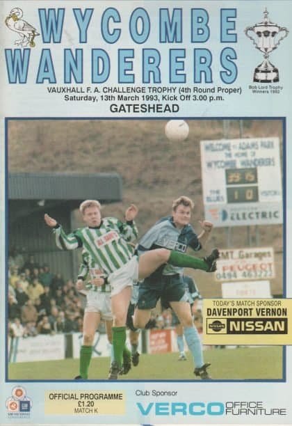 Wycombe Wanderers v Gateshead 13-Mar-1993