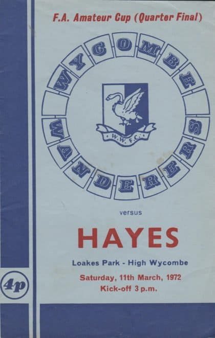 Wycombe Wanderers v Hayes  11-Mar-1972