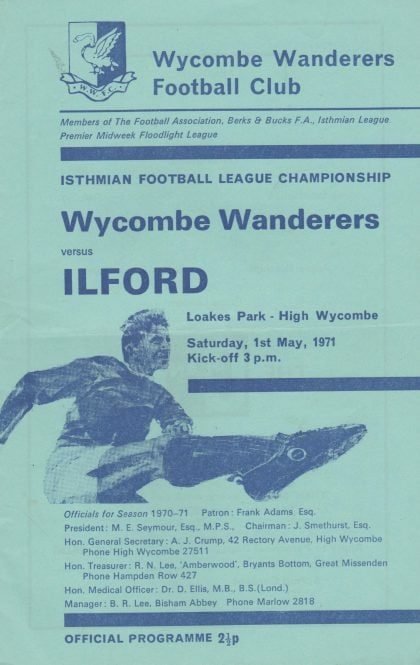Wycombe Wanderers v Ilford  01-May-1971