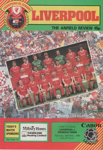 Liverpool v Ipswich Town 24-Nov-1984