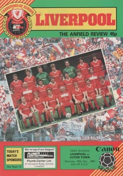Liverpool v Luton Town 29-Dec-1984