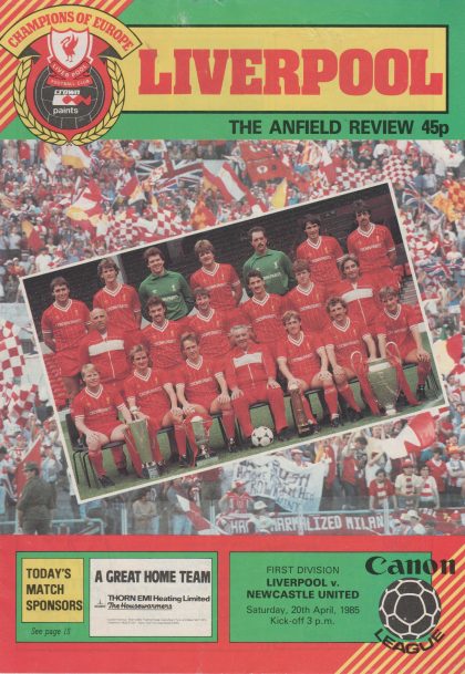 Liverpool v Newcastle United  20-Apr-1985