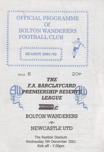 Bolton Wanderers Reserves v Newcastle United Reserves 05-Dec-2001