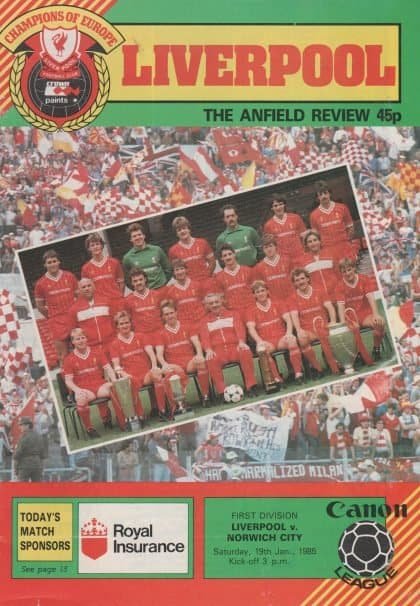 Liverpool v Norwich City  19-Jan-1985