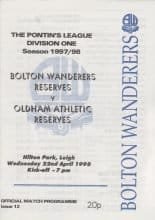 Bolton Wanderers Reserves v Oldham Athletic Reserves 22-Apr-1998