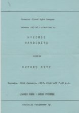 Wycombe Wanderers v Oxford City 18-Jan-1972