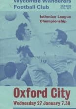 Wycombe Wanderers v Oxford City 27-Jan-1971