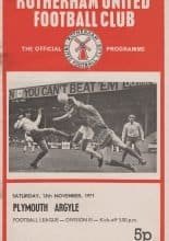 Rotherham United v Plymouth Argyle 13-Nov-1971
