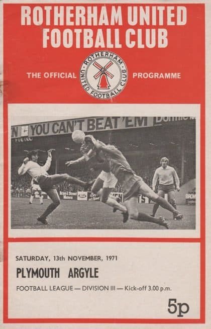 Rotherham United v Plymouth Argyle 13-Nov-1971