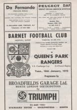 Barnet v Queens Park Rangers 16-Jan-1973