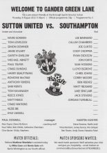Sutton United v Southampton  09-Aug-2012