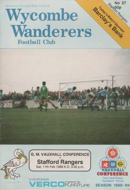 Wycombe Wanderers v Stafford Rangers 11-Feb-1989