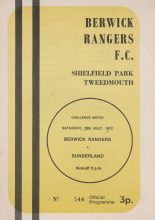 Berwick Rangers v Sunderland 29-Jul-1972