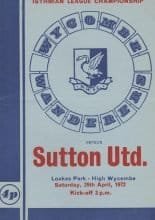 Wycombe Wanderers v Sutton United 29-Apr-1972