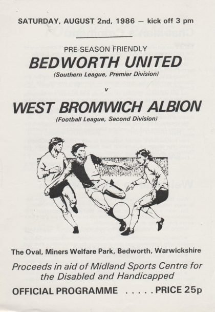 Bedworth United v West Bromwich Albion 02-Aug-1986