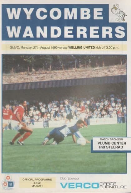 Wycombe Wanderers v Welling United 27-Aug-1990