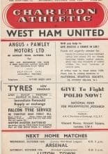 Charlton Athletic v West Ham United 12-Oct-1957