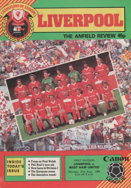 Liverpool v West Ham United 27-Aug-1984