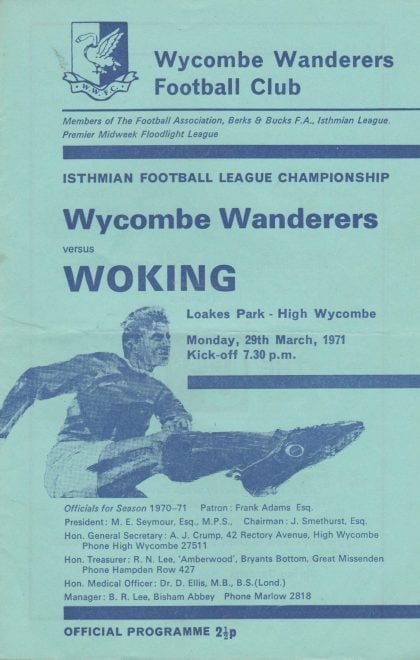 Wycombe Wanderers v Woking 29-Mar-1971