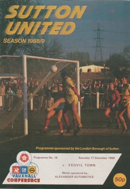 Sutton United v Yeovil Town  17-Dec-1988
