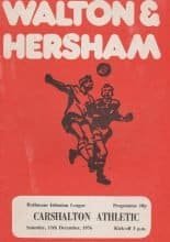 Walton & Hersham v Carshalton Athletic  11-Dec-1976