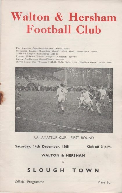 Walton & Hersham v Slough Town  14-Dec-1968