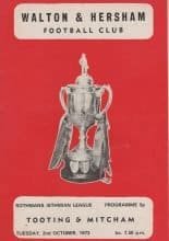 Walton & Hersham v Tooting & Mitcham United  02-Oct-1973