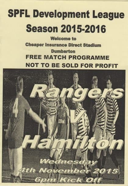 Glasgow Rangers Youth v Hamilton Academical Youth 04-Nov-2015
