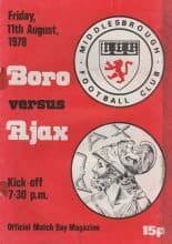 Middlesbrough v Ajax Amsterdam  11-Aug-1978