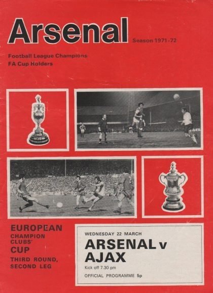 Arsenal v Ajax  22-Mar-1972