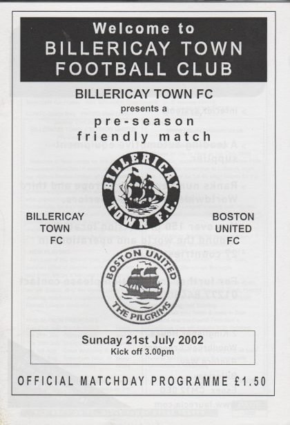 Billericay Town v Boston United 21-Jul-2002