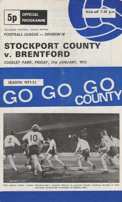 Stockport County v Brentford  21-Jan-1972