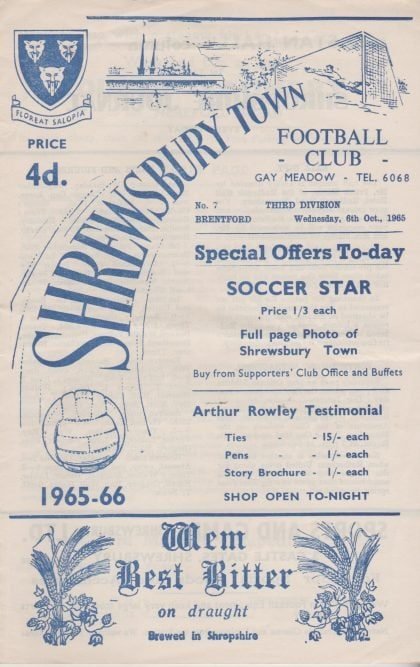 Shrewsbury Town v Brentford 06-Oct-1965