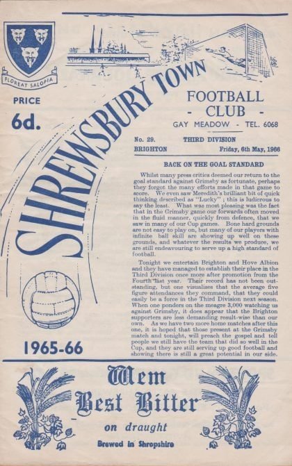 Shrewsbury Town v Brighton & Hove Albion 06-May-1966