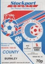 Stockport County v Burnley  13-Jan-1990