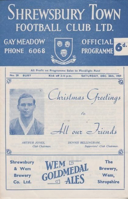 Shrewsbury Town v Bury   26-Dec-1959
