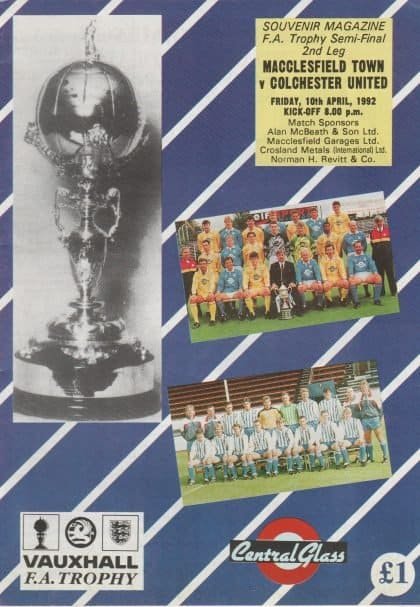 Macclesfield Town v Colchester United  10-Apr-1992