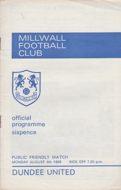 Millwall v Dundee United 04-Aug-1969