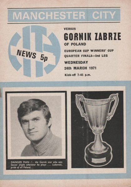 Manchester City v Gornik Zabrze 24-Mar-1971