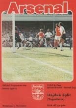 Arsenal v Hajduk Split  01Nov-1978