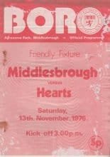 Middlesbrough v Heart of Midlothian  13-Nov-1976